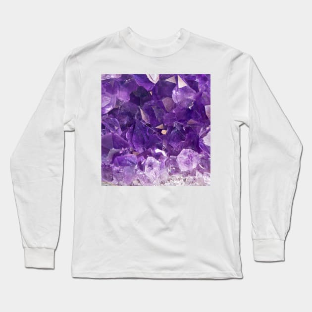 Purple Amethyst Crystal Long Sleeve T-Shirt by NewburyBoutique